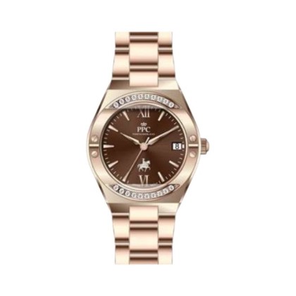 Paris Polo Club PPC-FD02-RG-BR Brown Dial Date Function Women Watch 